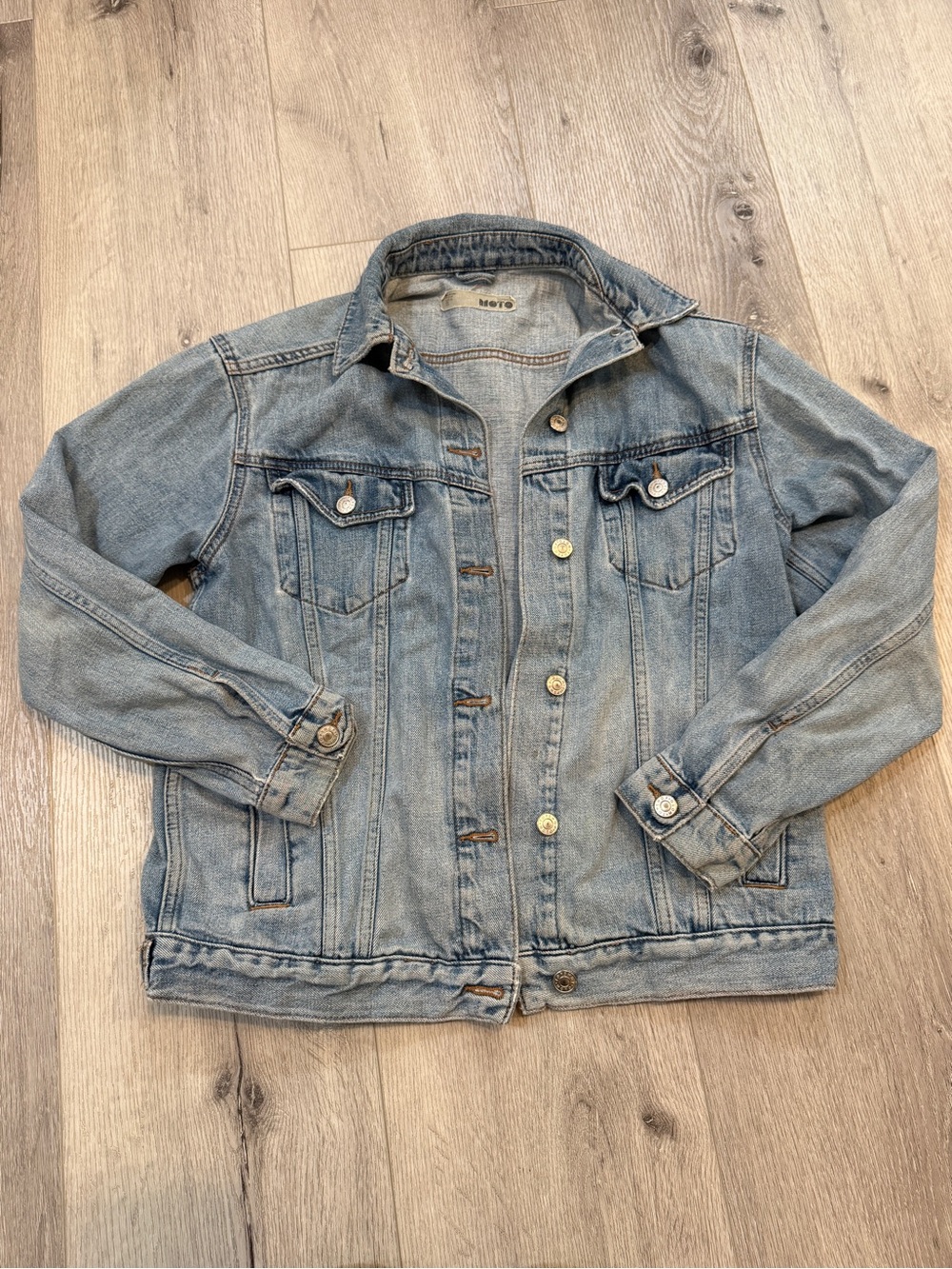Topshop Moto Light Blue Denim Jacket Vintage Casual Trucker